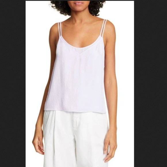 VINCE Pale Iris Lavender Double Layer Camisole Cami Crop Tank Top Size L - Picture 1 of 10